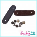 SNAP BUTTON - OBLONG OVAL-LEATHER-6CM(BROWN)